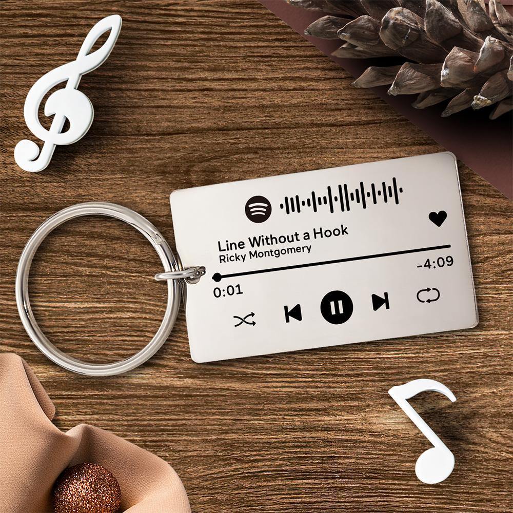 Keychain Custom Engraved Spotify Code Gifts For Him Rose Gold
