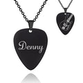 Personalized Engraved Guitar Pick Pendant Necklace Black