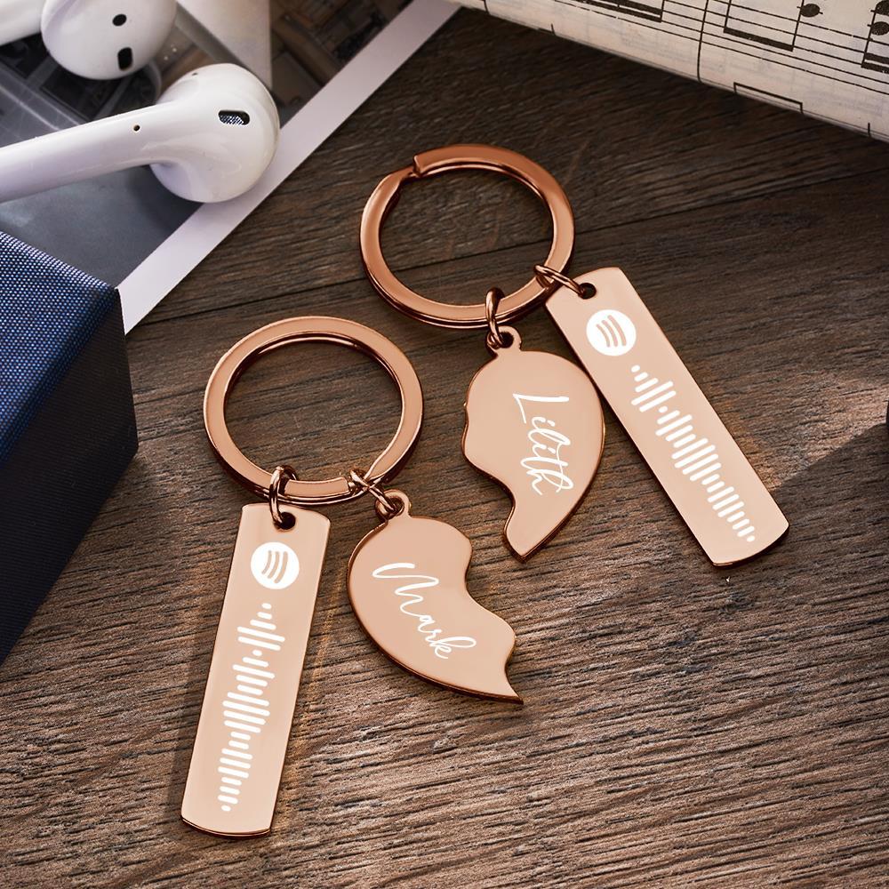 Personalized Spotify Code Keychain Custom Name in Heart Shape Keychain  for Her
