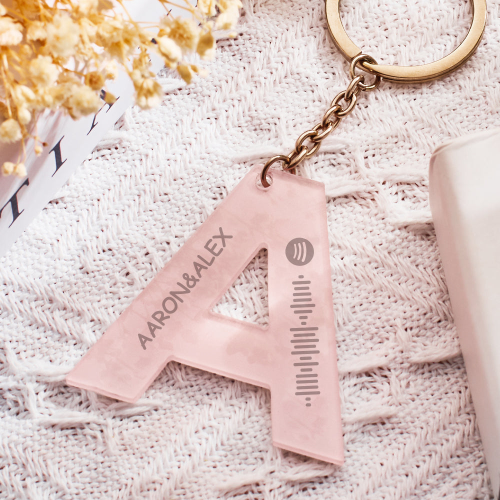 Custom Engraved Alphabet Spotify Code Keychain Custom Scannable Engraved Custom Music Song Keychain Gifts For Him