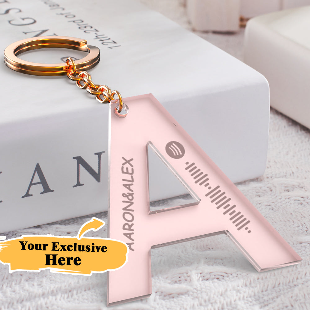 Custom Engraved Alphabet Spotify Code Keychain Custom Scannable Engraved Custom Music Song Keychain Gifts For Him