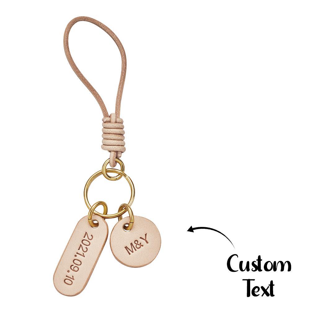 Custom Engraved Keychain Round Anniversary Date Keychain Gift for Anniversary