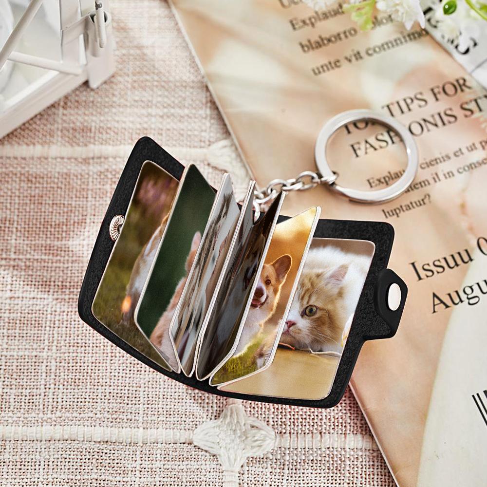 Custom Photo Album Keychain Custom Photo Leather Keychain Love My Pets