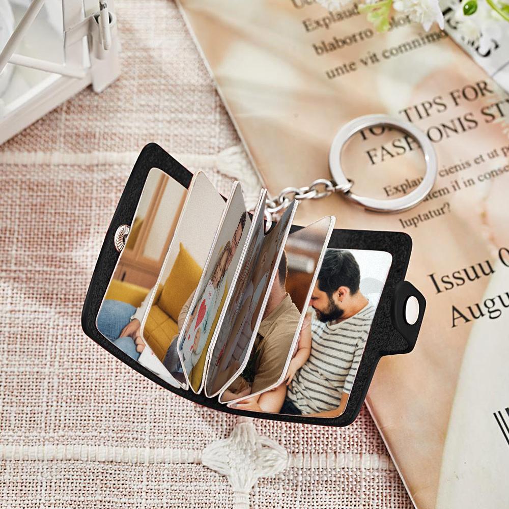 Custom Photo Album Keychain Custom Photo Leather Keychain Father's Day Gifts