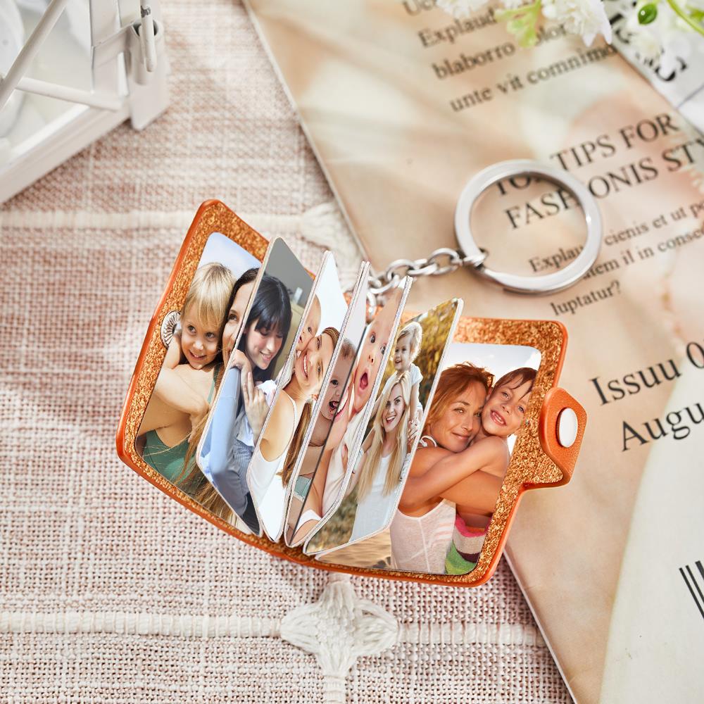 Custom Photo Album Keychain Custom Photo Leather Keychain Romantic Gift for mom