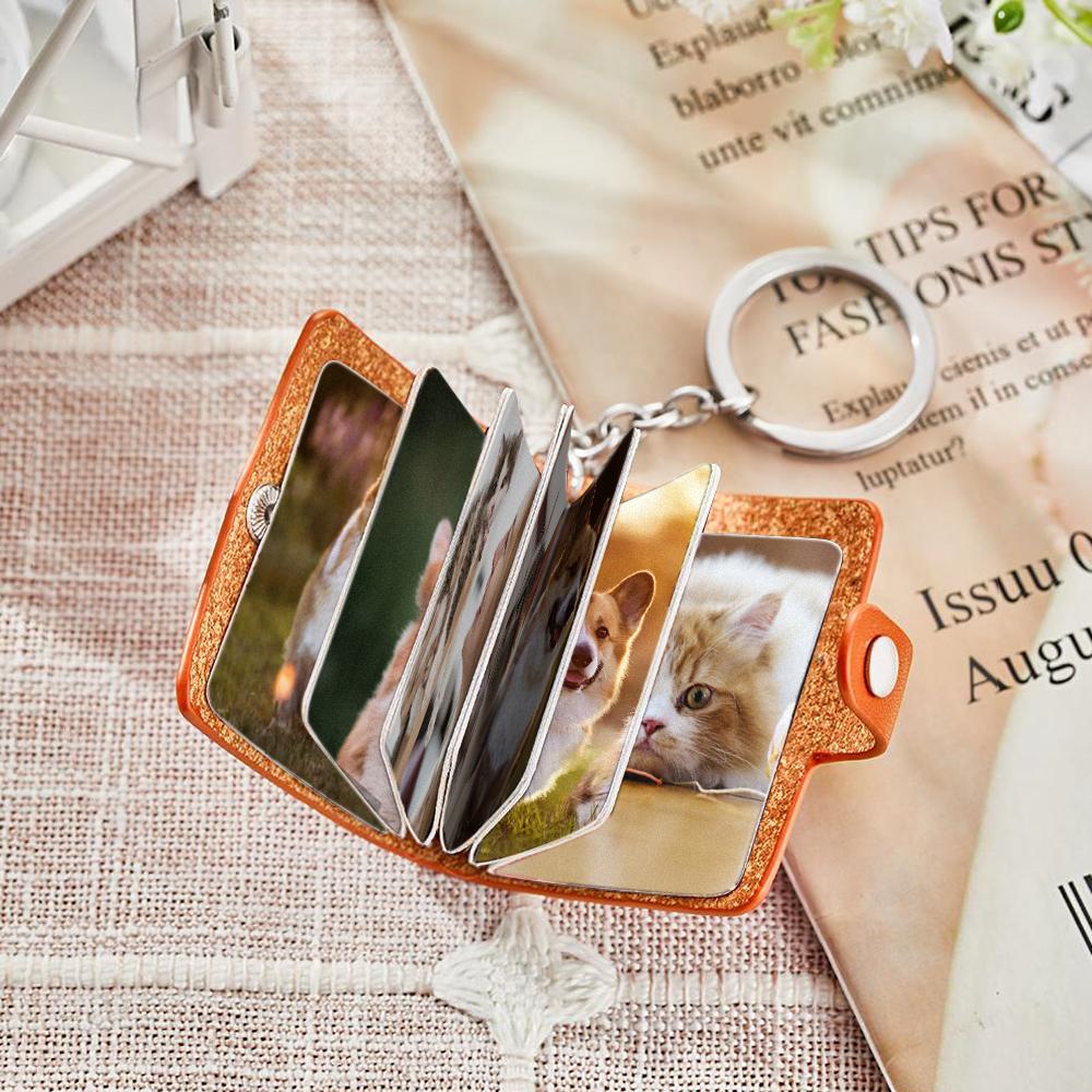 Custom Photo Album Keychain Custom Photo Leather Keychain Love My Pets