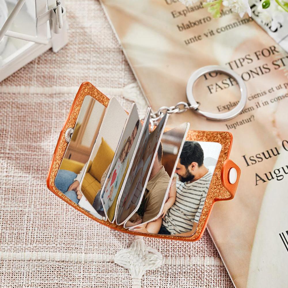 Custom Photo Album Keychain Custom Photo Leather Keychain Father's Day Gifts