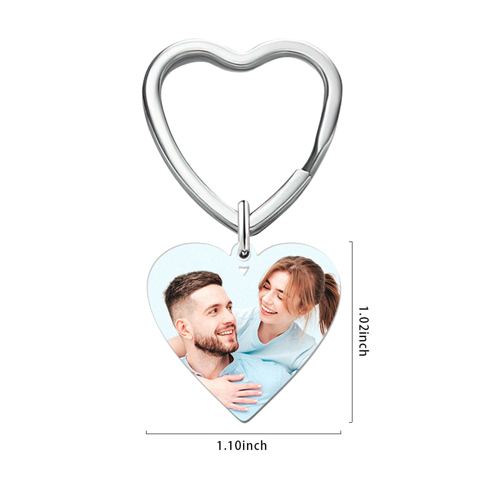 Custom Photo Heart Keychain Calendar Keyring Anniversary Memoria Gifts for Couple's