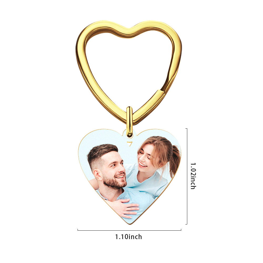 Custom Photo Heart Keychain Calendar Keyring Anniversary Memoria Gifts for Couple's