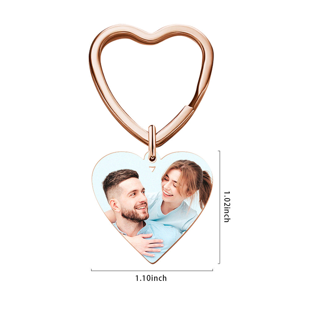 Custom Photo Heart Keychain Calendar Keyring Anniversary Memoria Gifts for Couple's