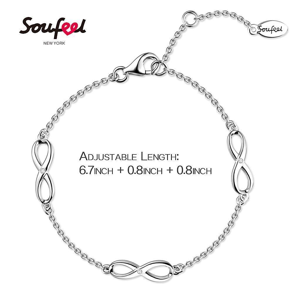 Infinity Love Silver Bracelet with Soufeel Crystal - Length Adjustable