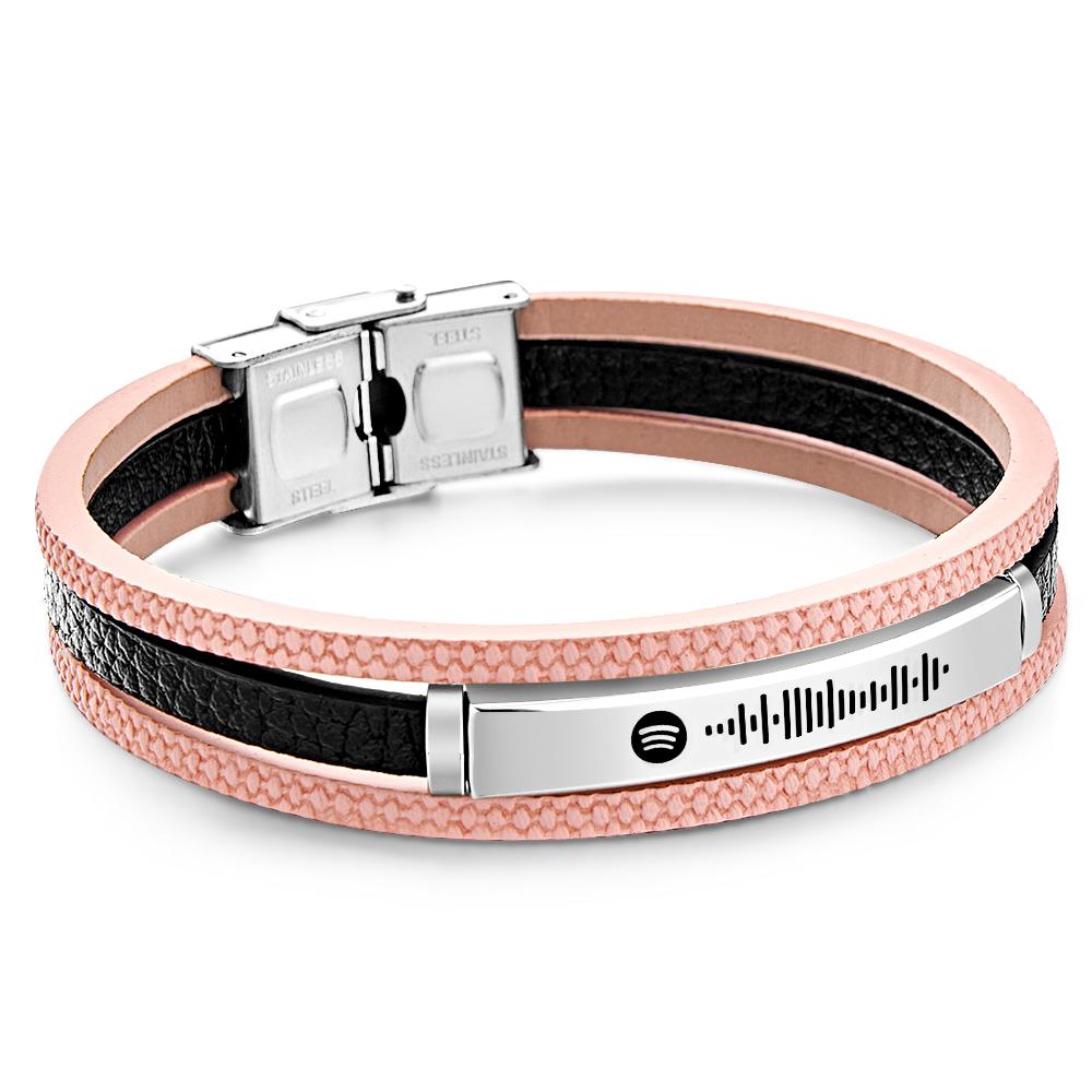 Custom Song Bracelet Mens Personalized Music Code Leather Bracelet Christmas Gift  Birthday Gift for Men and Woman