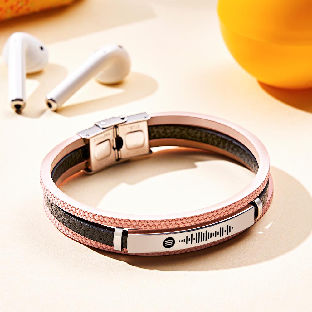 Custom Song Bracelet Mens Personalized Music Code Leather Bracelet Christmas Gift  Birthday Gift for Men and Woman