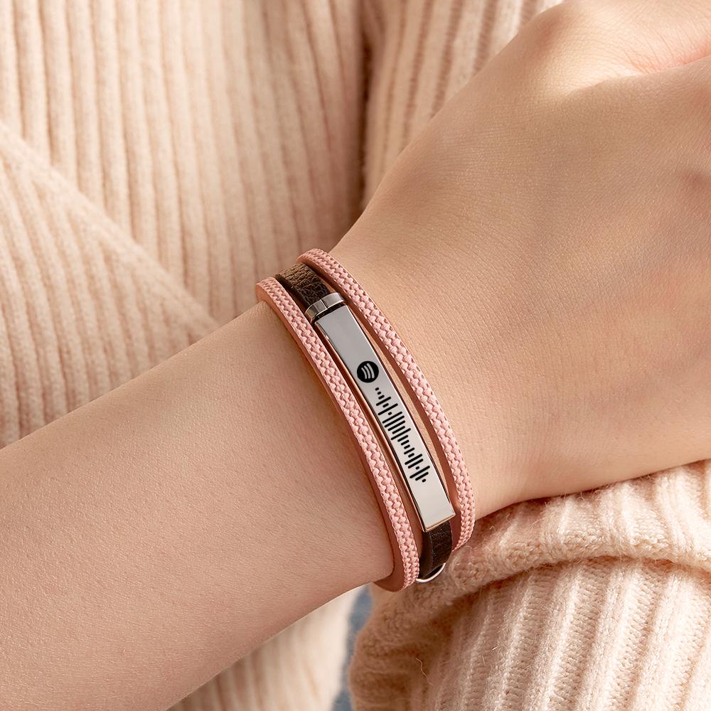Custom Song Bracelet Mens Personalized Music Code Leather Bracelet Christmas Gift  Birthday Gift for Men and Woman