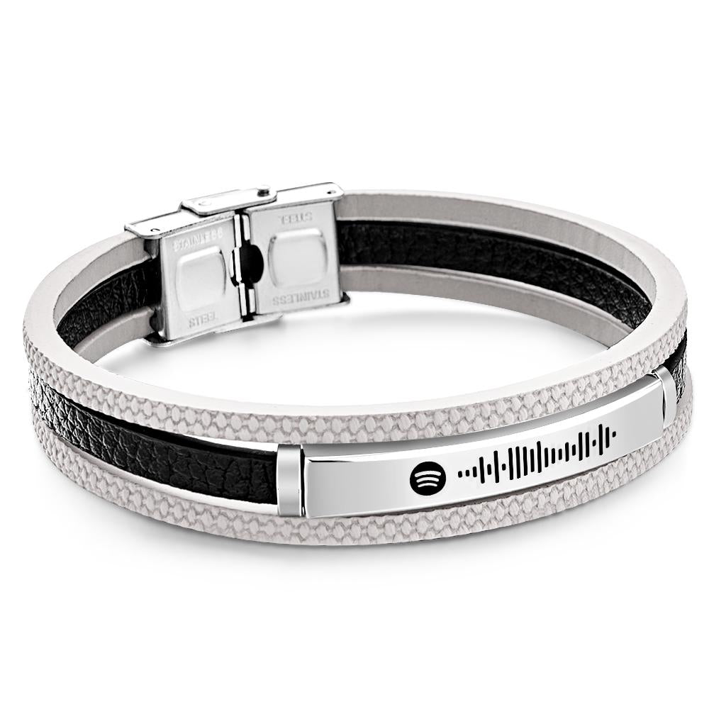 Custom Song Bracelet Mens Personalized Music Code Leather Bracelet Christmas Gift  Birthday Gift for Men and Woman