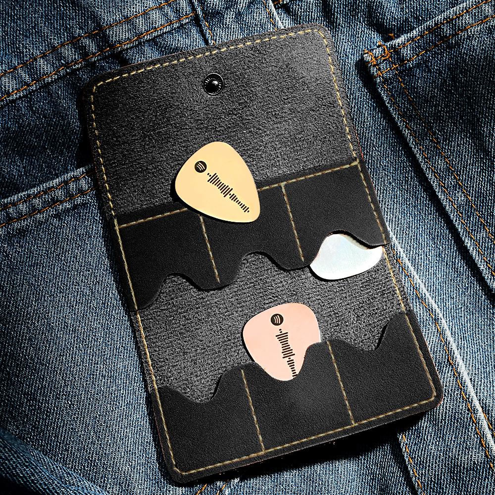 Custom Engraved Guitar Pick Holder Leather Storage Bag Gift for Guitarist