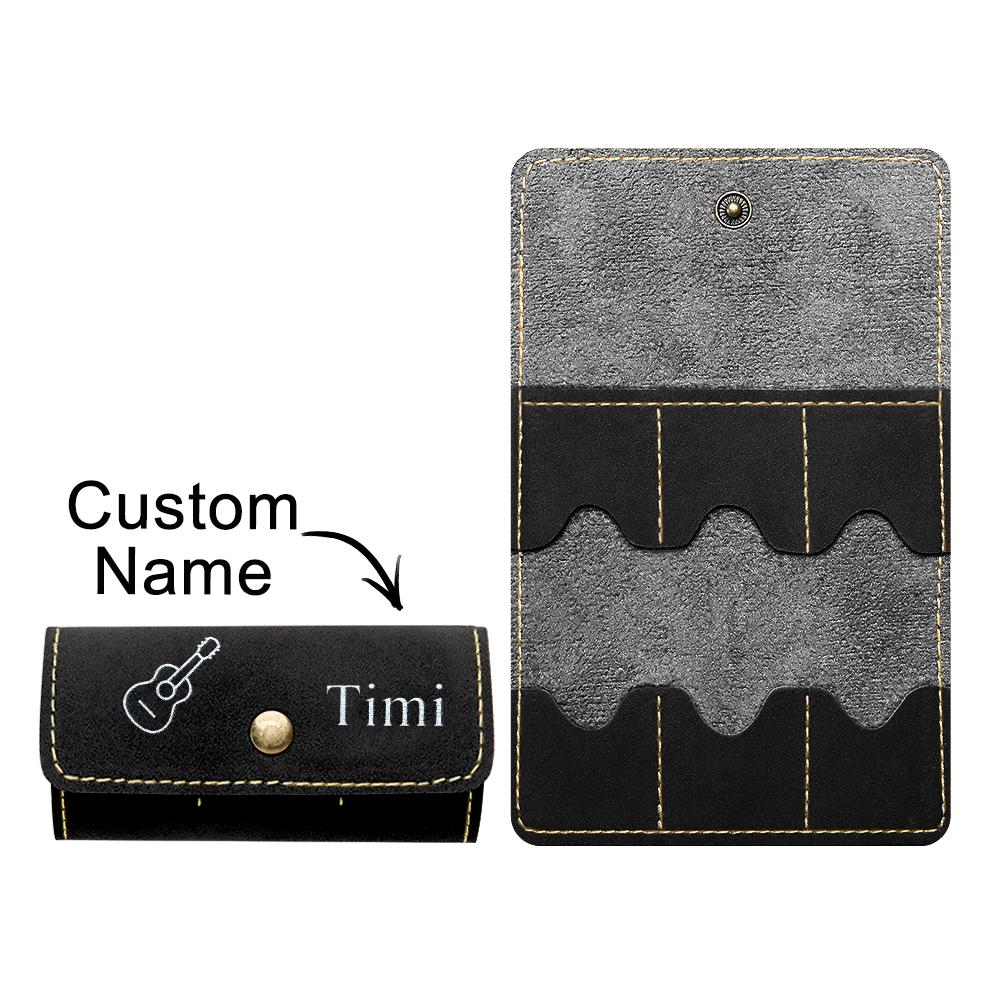 Custom Engraved Guitar Pick Holder Leather Storage Bag Gift for Guitarist