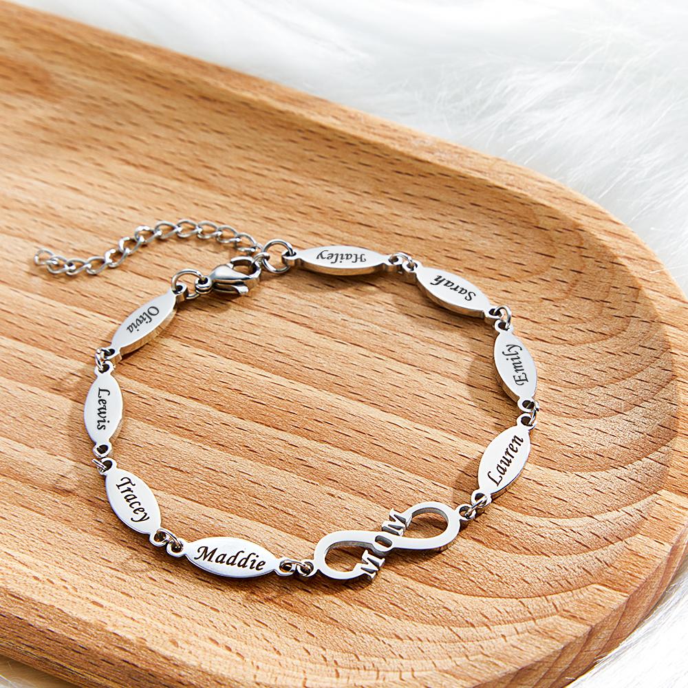 Personalized Mom Bracelet Charming Engraved Bracelet Mother's Day Gifts