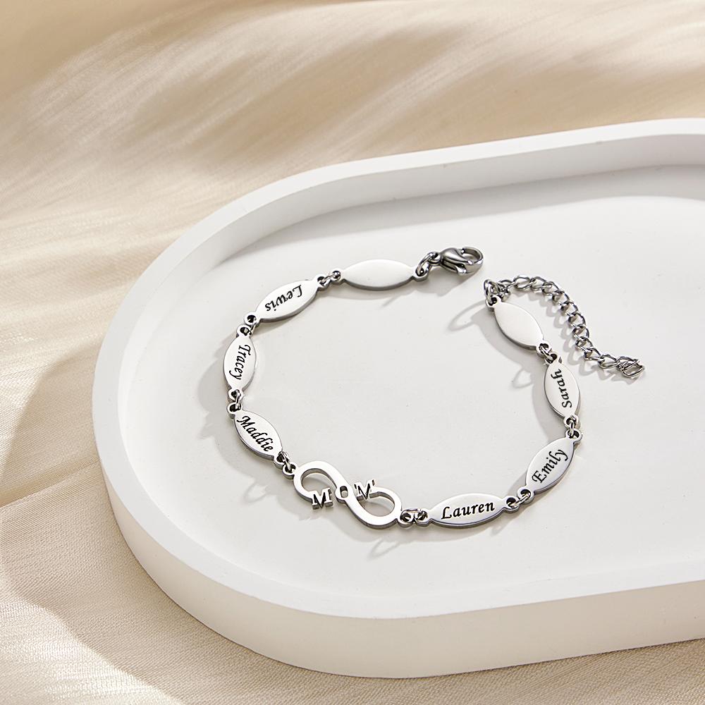 Personalized Mom Bracelet Charming Engraved Bracelet Mother's Day Gifts