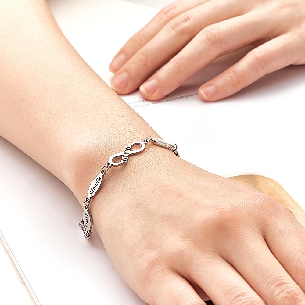 Personalized Mom Bracelet Charming Engraved Bracelet Mother's Day Gifts