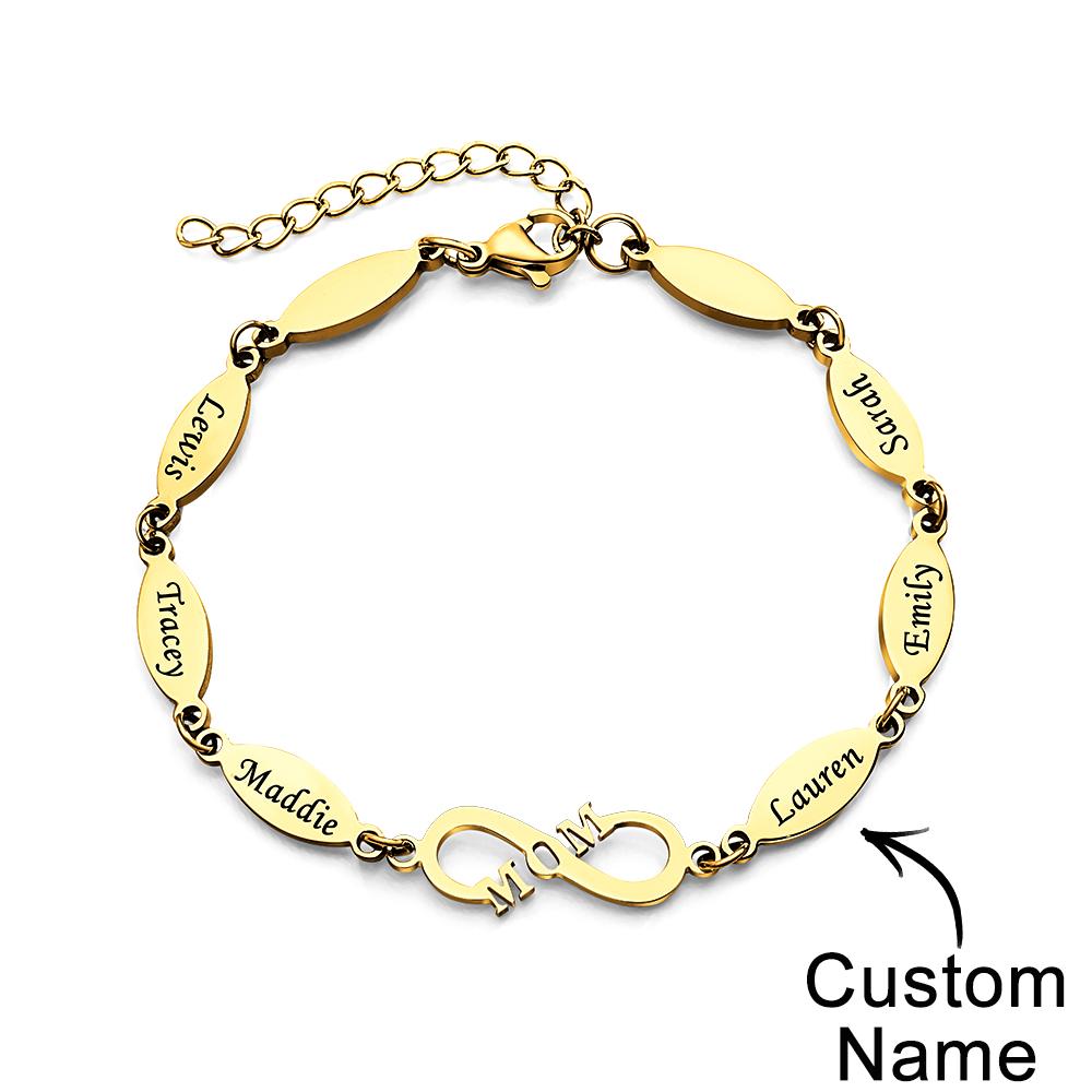Personalized Mom Bracelet Charming Engraved Bracelet Mother's Day Gifts