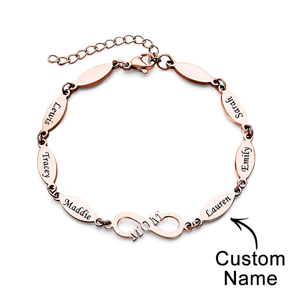 Personalized Mom Bracelet Charming Engraved Bracelet Mother's Day Gifts