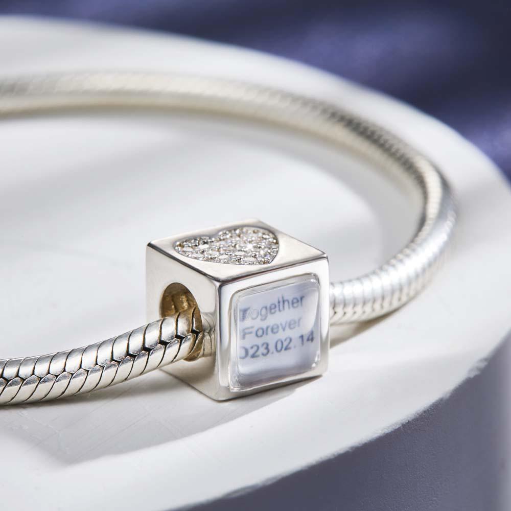 Custom Photo Engraved Charm Square Heart Diamond Romantic Gifts