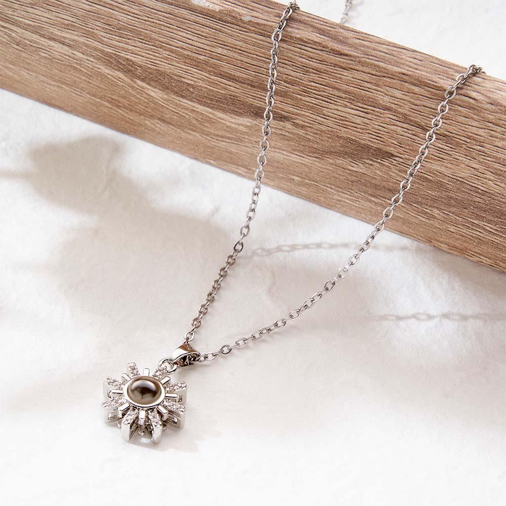 Custom Photo Projection Necklace Snowflake Diamond Couple Gifts