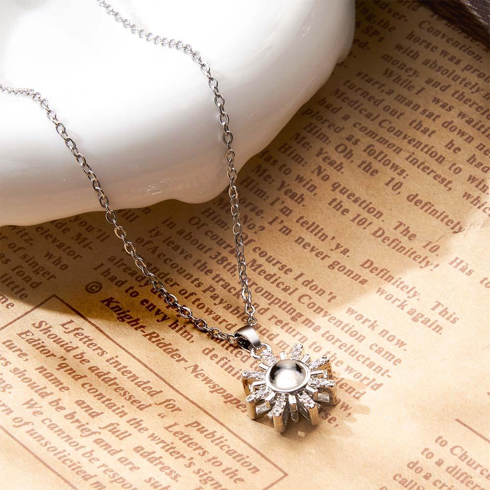 Custom Photo Projection Necklace Snowflake Diamond Couple Gifts