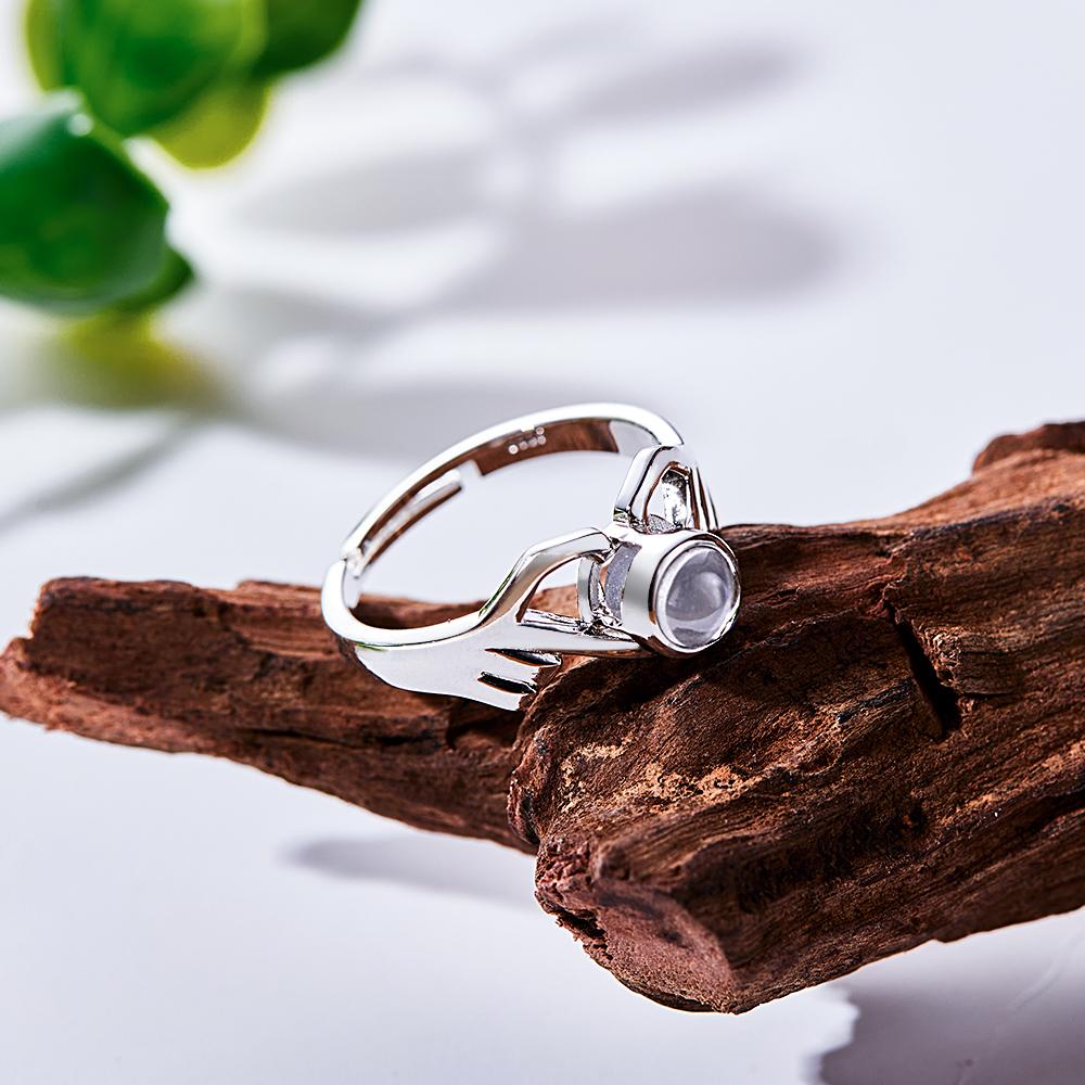 Personalized Photo Projection Ring Fingers Combinate Heart Ring For Her