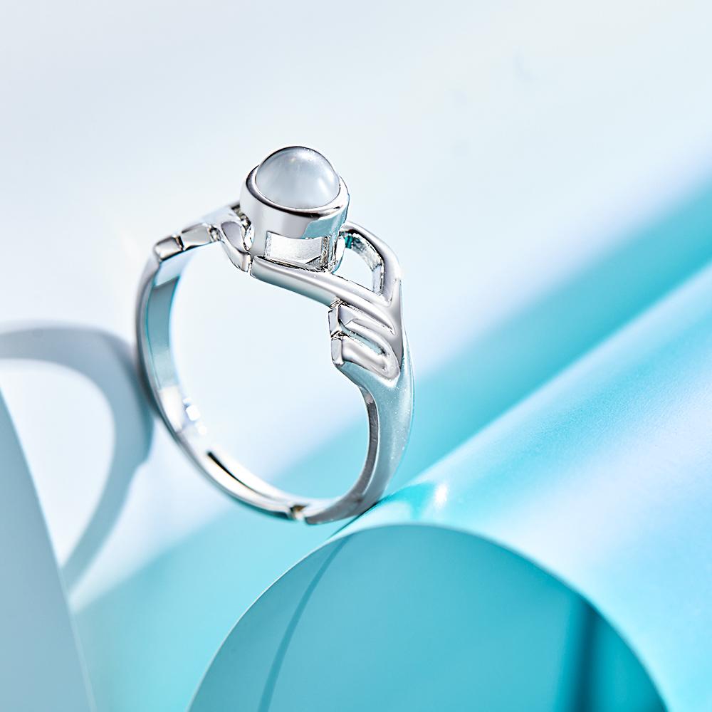 Personalized Photo Projection Ring Fingers Combinate Heart Ring For Her