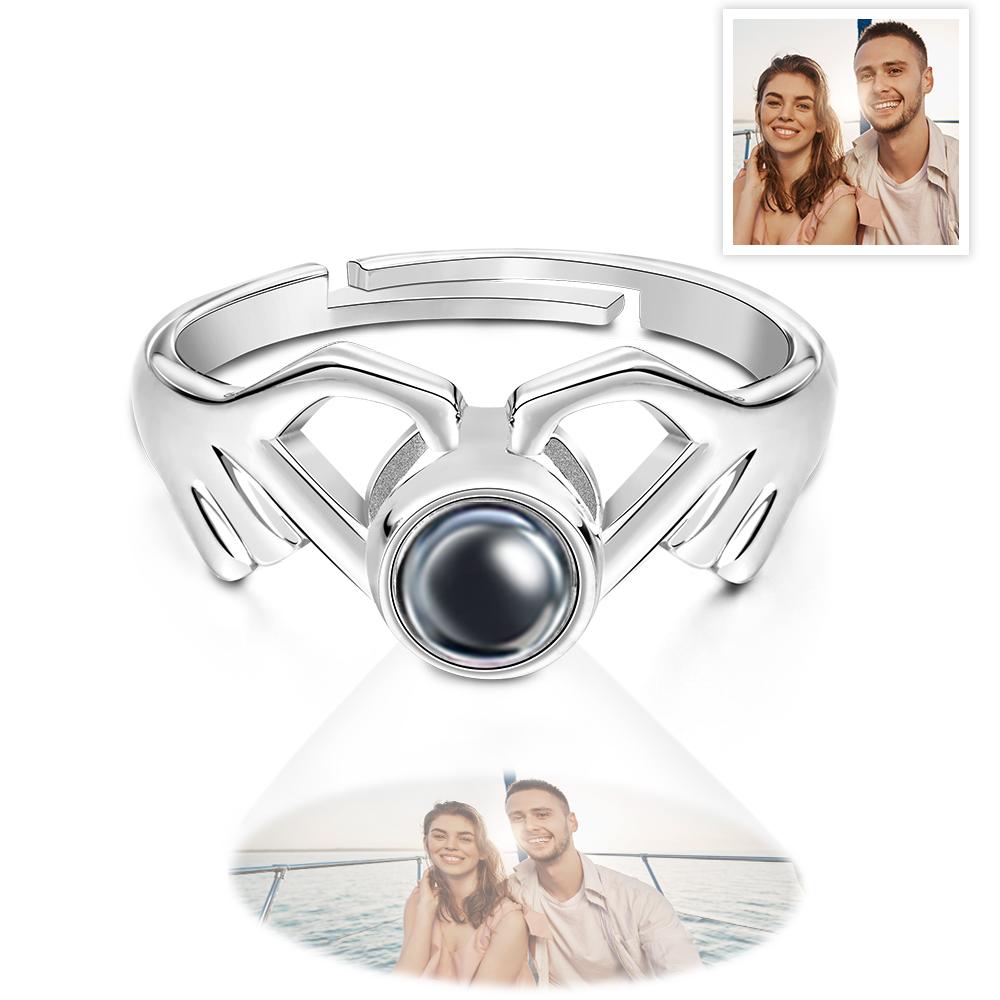 Personalized Photo Projection Ring Fingers Combinate Heart Ring For Her
