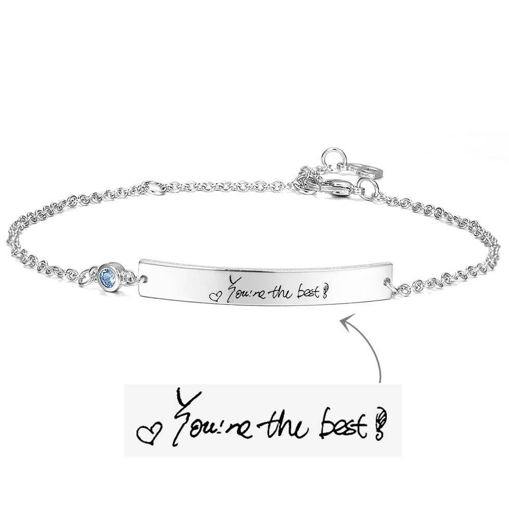 Personalized Photo Bracelet, Handwriting Bracelet - Silver