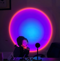 Christmas Gifts Sunset Projector Lamp Rainbow Glow (Blue, Pink & Orange) Aura Glow Lights Tiktok Decor For Bedroom Rainbow Projection Lamp