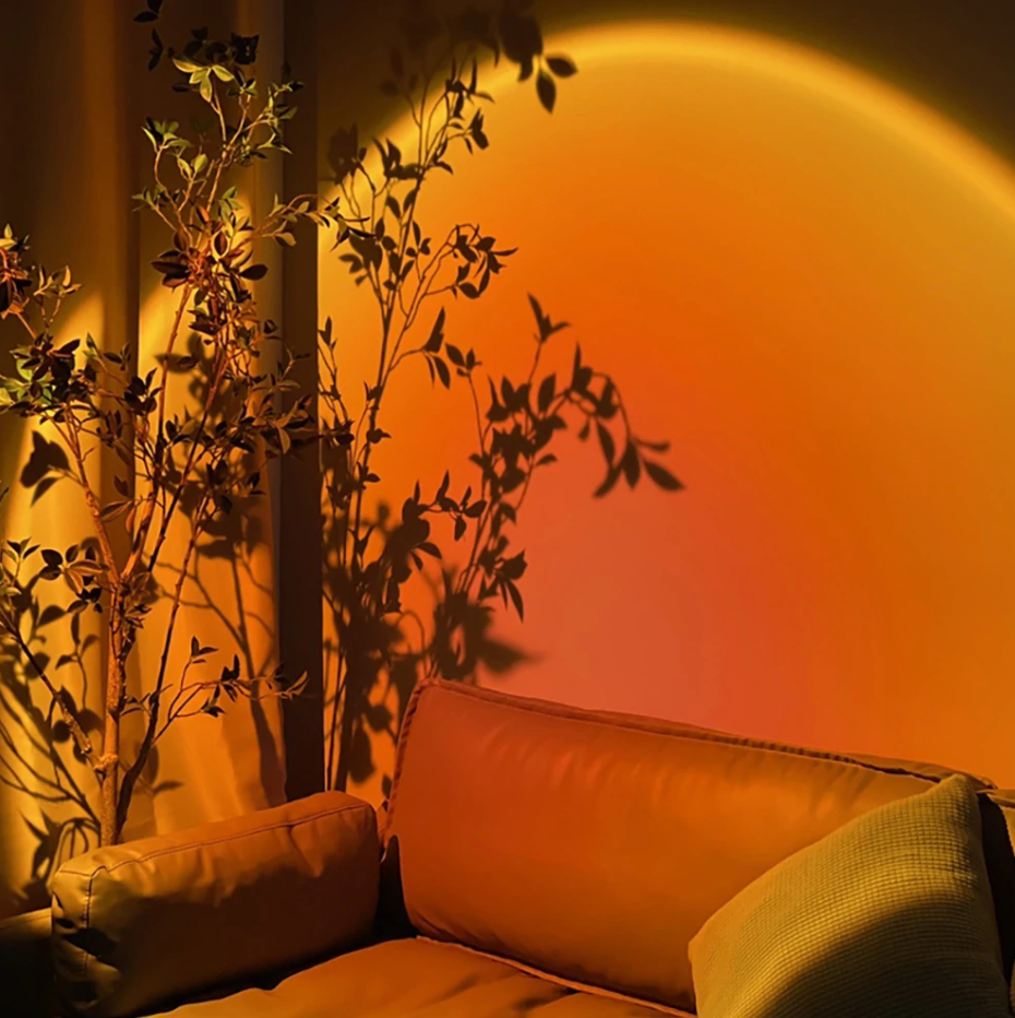 Sunset Projector Lamp Christmas Gifts Tiktok 180 Degree Rotation Red Sunset (Orange and Red) Sunny Aura Lamp Decor For Bedroom Rainbow Sunset Light