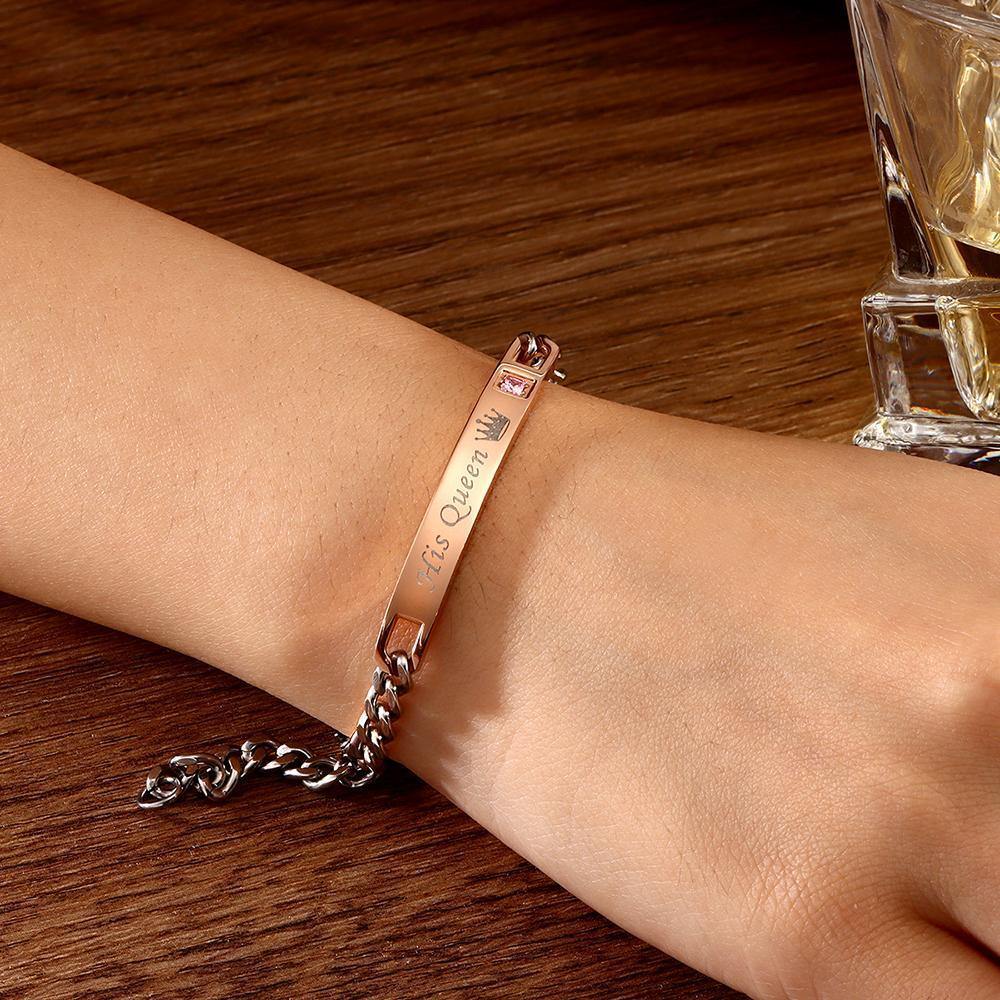 Engraved Bracelet Your Beauty for Girlfriend/Wife with Crown Your Queen