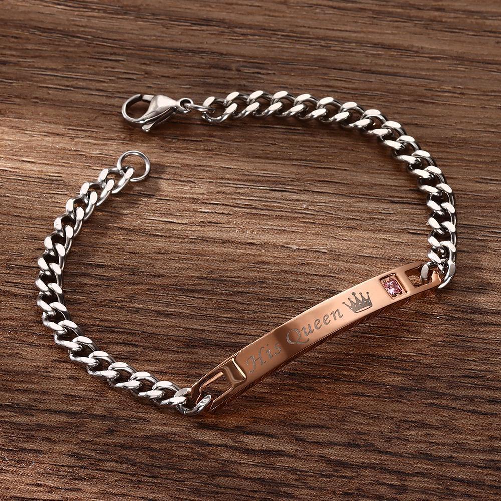Engraved Bracelet Your Beauty for Girlfriend/Wife with Crown Your Queen