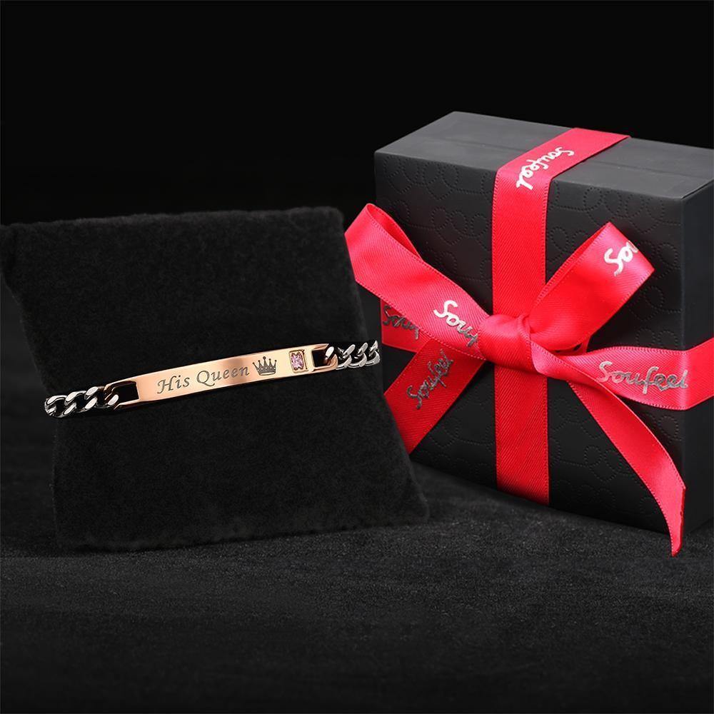 Engraved Bracelet Your Beauty for Girlfriend/Wife with Crown Your Queen