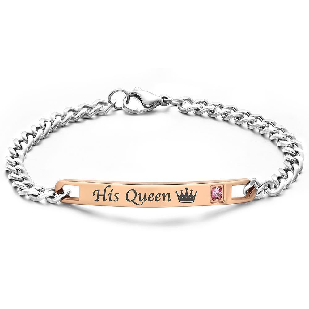 Engraved Bracelet Your Beauty for Girlfriend/Wife with Crown Your Queen