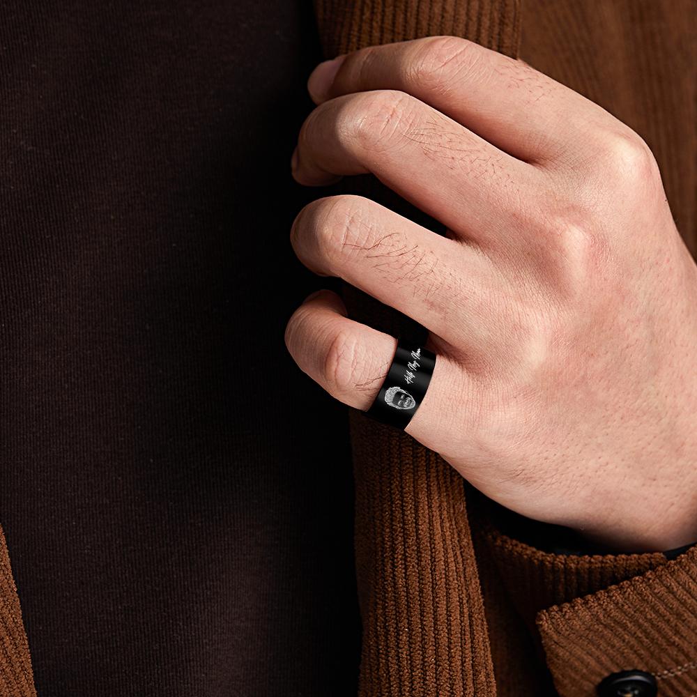 Personalized Picture Ring His Her Engraved Photo Ring Promise Ring Custom Image for Man Customized Engraved Jewelry