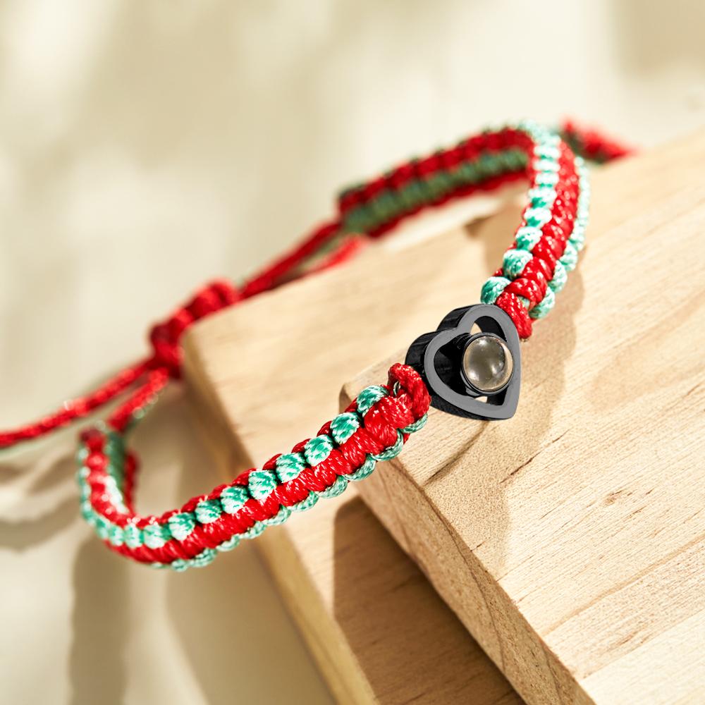 Custom Projection Photo Bracelet Weave Heart-shaped Commemorate Gifts