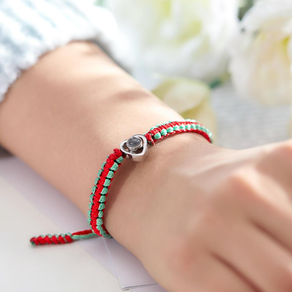 Custom Projection Photo Bracelet Weave Heart-shaped Commemorate Gifts