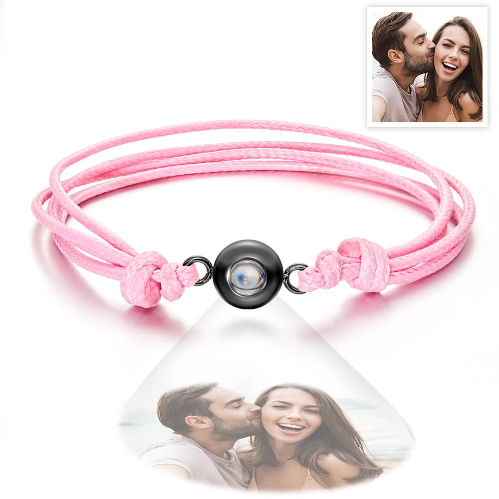 Custom Projection Photo Bracelet Weave Style Colorful Couple Gifts