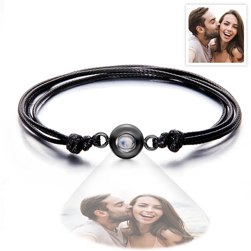 Custom Projection Photo Bracelet Weave Style Colorful Couple Gifts