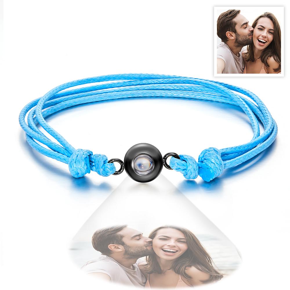 Custom Projection Photo Bracelet Weave Style Colorful Couple Gifts