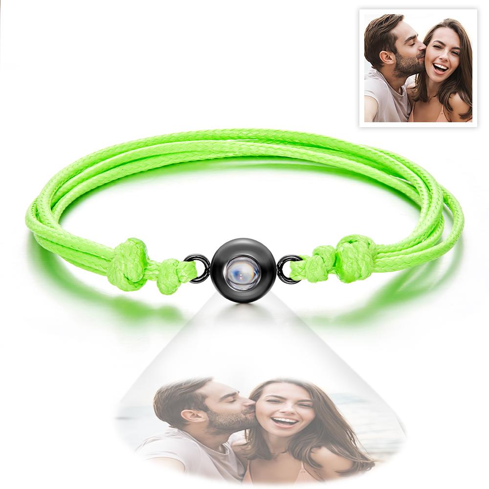 Custom Projection Photo Bracelet Weave Style Colorful Couple Gifts