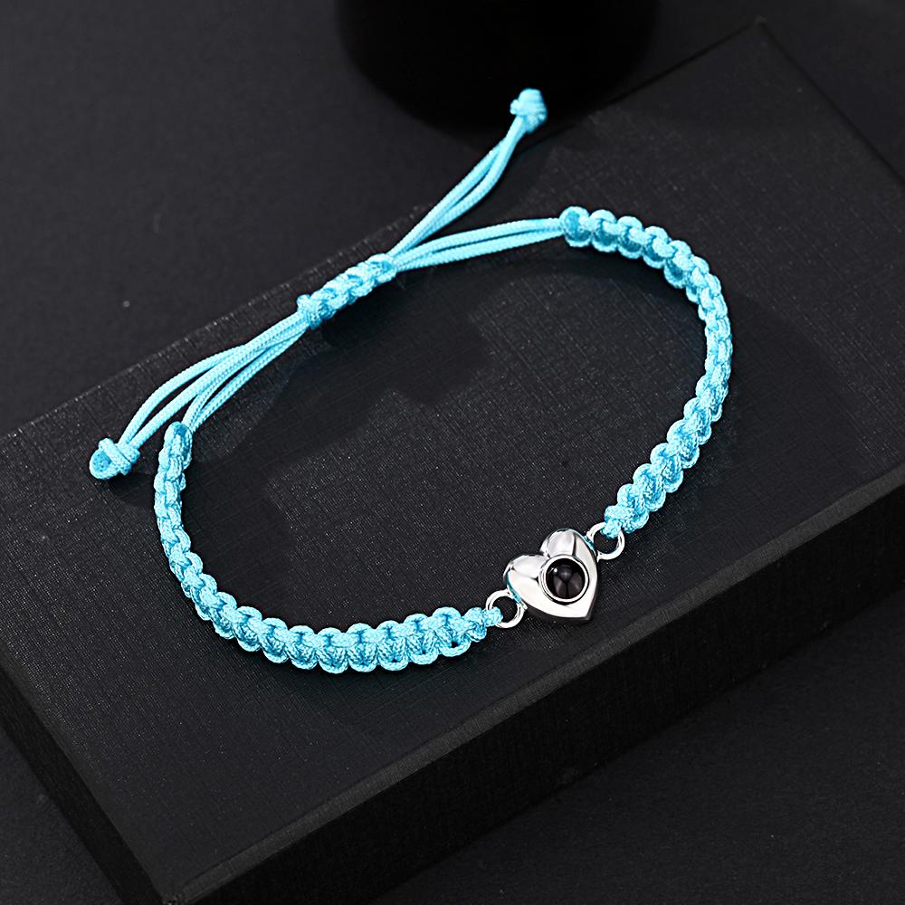 Custom Simple Fashion Black Rope Heart Shaped Picture Projection Bracelet