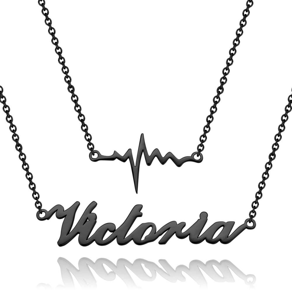 "Our Love" Two Interconnected Chains Lightning Necklace Personalized Name Necklace