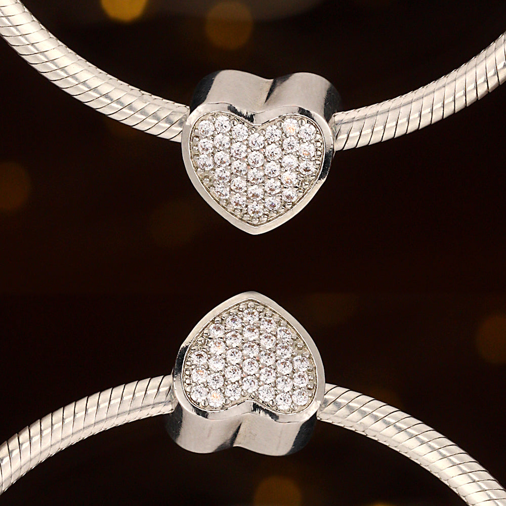 Pave CZ Heart Photo Charm Gift For Mom