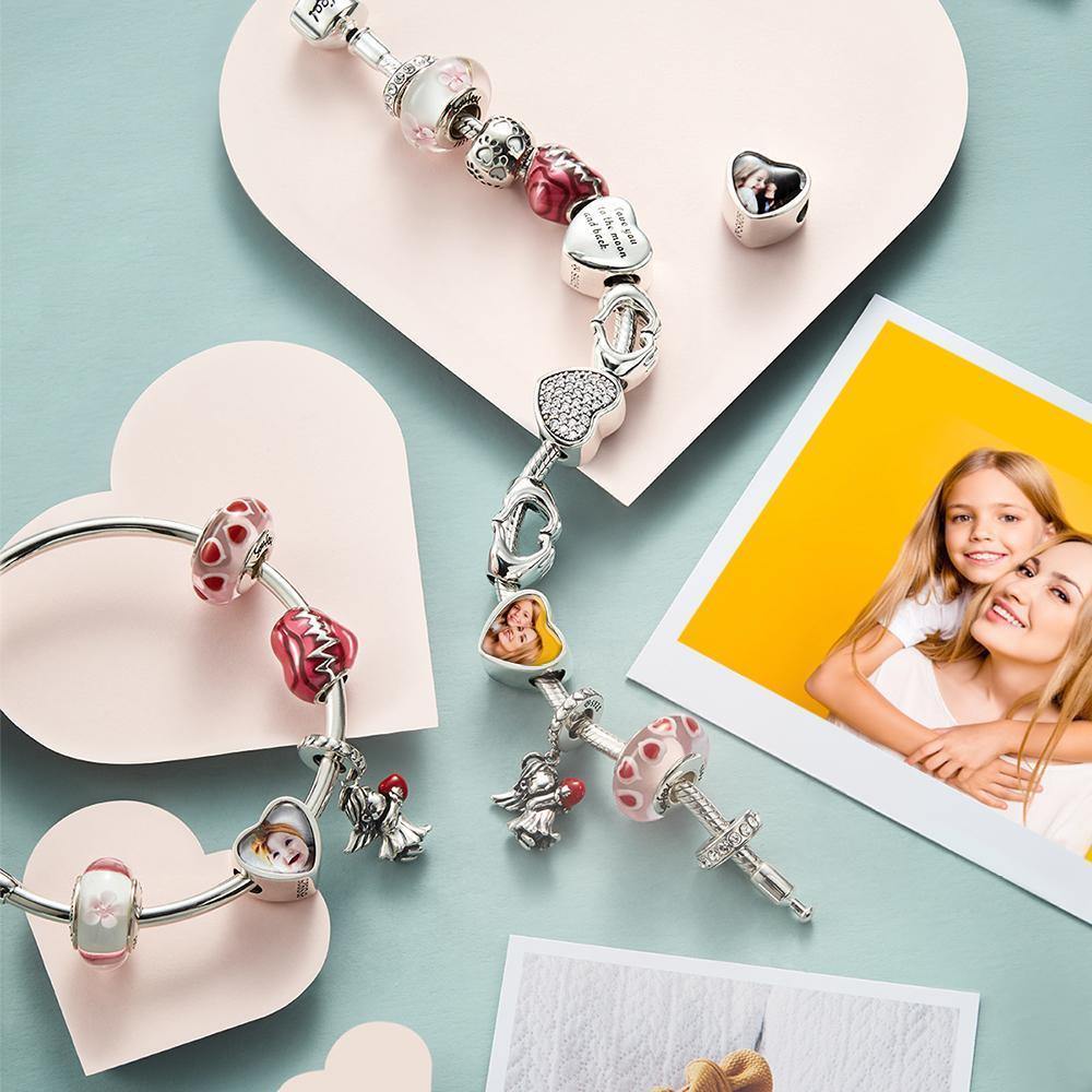 Pave CZ Heart Photo Charm